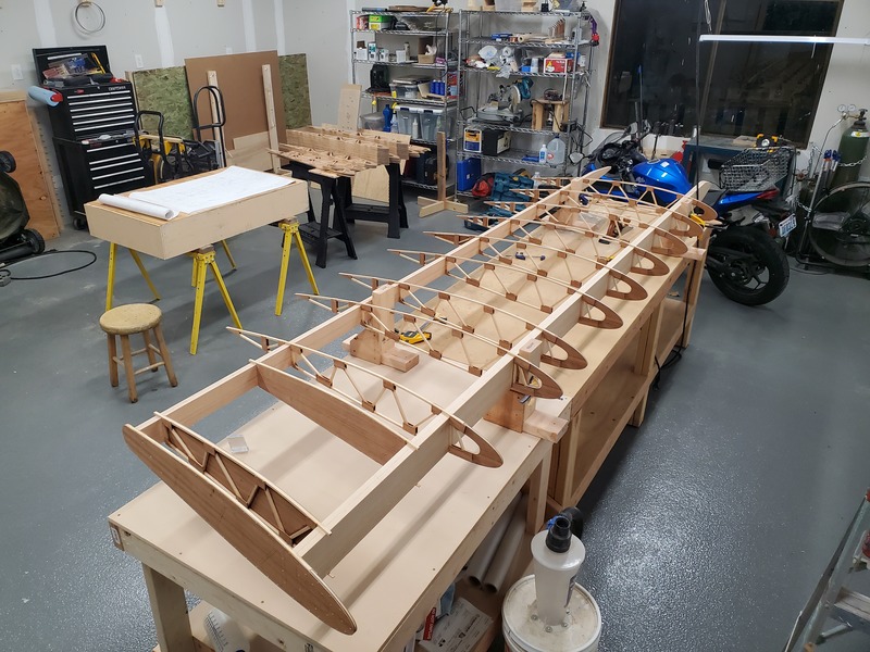 View of ribs assembled to spars