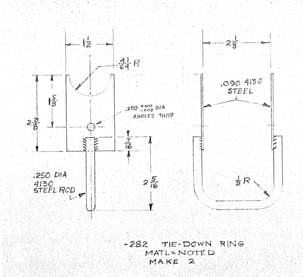 [Image showing
plans to make the tie-down ring, part number -282, for a Marquart
Charger]